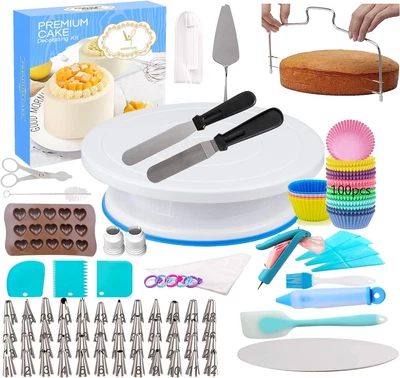 £35.17 • Buy 291Pcs Cake Decorating Supplies Kit - Cake Turntable Set With 48 Icing Piping