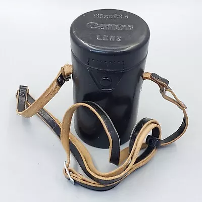 Canon Hard Leather Lens Case 135mm F3.5 Black Vintage • $24.95