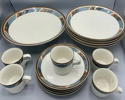 Rare Mikasa MOSAIC P3010  Set Of  15 : 4 Dinner 5 Side Plates 5 Cups Platter • $34