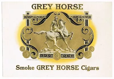 Cigar Box Label Vintage C1920s Grey Horse Civil War Officer Embossed Gilt • $12.95