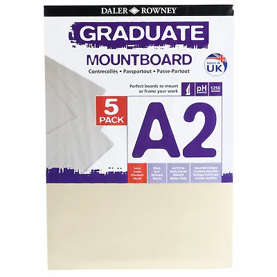 Daler Rowney A2 Graduate Mount Board Pack Of 5 Ivory • £10.05