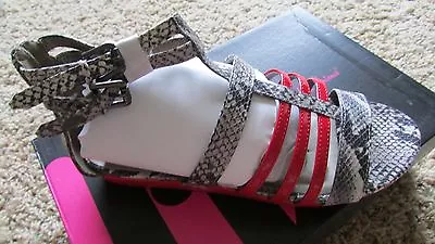 New Michael Antonio Red Snake Print Strappy Sandals Womens 6 Free Ship!  • $38.76