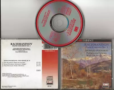 RACHMANINOV Piano Concerto No.3 Cd 1988 EMI Digital Remaster Pennario Susskind • £4.99