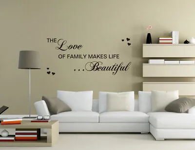 £4.80 • Buy Love Of Family Makes Life Wall Sticker Vinyl Mural Decal Decor Quotes UK Pq187