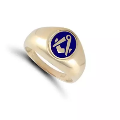 9ct Yellow Gold Enamelled Swivel Oval Centre Masonic Ring  Sizes R To Z+3 (021) • £439