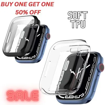 $6.96 • Buy Apple Watch Screen Protector Case 9 8 Ultra 7 6 5 4 SE 38 41 40 44 45 49mm TPU