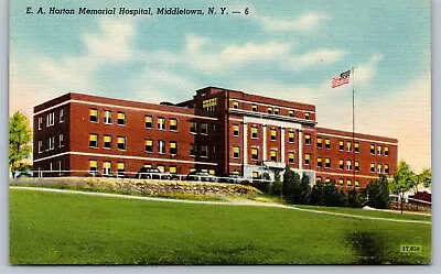 Middletown NY New York E.A. Horton Memorial Hospital Vintage Linen Postcard • $4.95