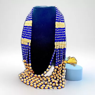 Indian Bollywood Bridal  Blue   Pearl Choker Long Combo Necklace Ethnic Jewelry • $32