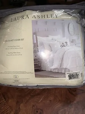Laura Ashley Adelina Ruffled  Criss Cross King DUVET COVER SET • $85