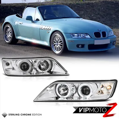 96-02 BMW Z3 Dual Halo Projector Euro Chrome Headlight Lamps Assembly Left+Right • $231.76