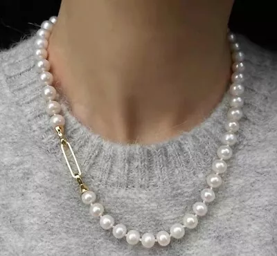 Stunning 9-10MM Japanese Akoya Cultured AAA+ Pearl Necklace 20  Women Necklaces • $59.99