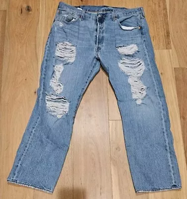 Levi's 501 Original Fit Ripped Jeans Med Wash 38x30 Style (00501) Color (3032) • $22.99