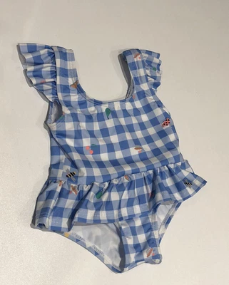 £0.99 • Buy New Baby Girls Joules Blue Check Bug Print Swimsuit, Age 0-3 Months