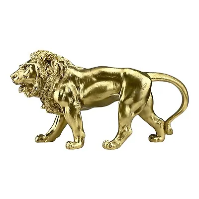 Lion Leo King Home Décor Greek Statue Sculpture Cast Marble Gold Tone • $52.90