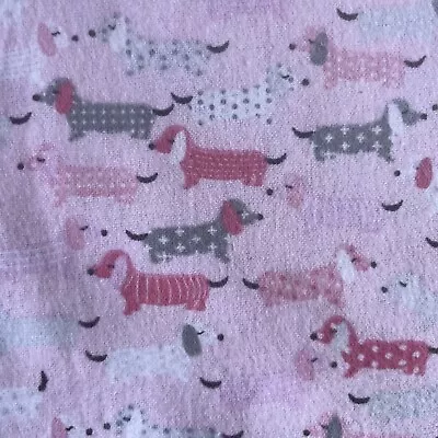 Dachshund Dogs Pet Puppy Flannelette Pink Fabric Sold By 1/2m 50cm L X 100cm W • $17.95