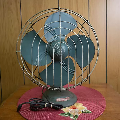 VTG Dominion Fan Oscillating 2 Speed Art Deco 1940s Tabletop Desk 16  Tall • $24.99