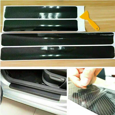 $5.23 • Buy 4x Carbon Fiber Car Door Plate Sill Scuff Cover Anti Scratch Sticker Accessories