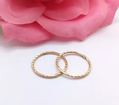 9ct Yellow Gold Hoop Earrings. Pierced Ears. • £26