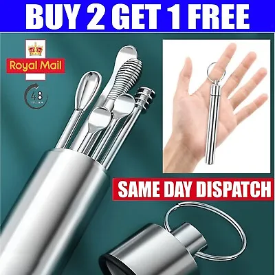 6PCS Ear Pick Cleaning Set Spiral Tool Spoon Ear Wax Remover Cleaner Curette Kit • £2.92