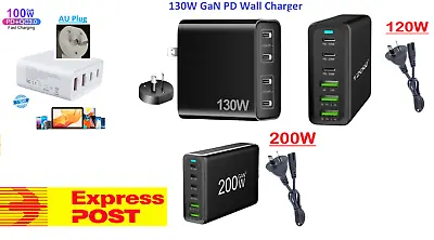 Fast GaN 100W/120W/130W/200W Wall Charger Quick Charging QC PD Type C USB • $45.50