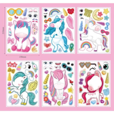 24Pcs Unicorn Theme Make-A-Face Sticker Laptop Luggage DIY Decals Kids Toy Gift* • $15.59