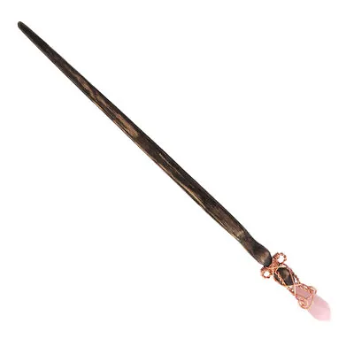 NEW Faceted Rose Quartz Crystal Wand Magic Oak Wood Copper Wire-Wrapped 10  • $32.99