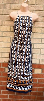 £19.99 • Buy Topshop Blue Cream Tribal Aztec Cami Split Sides Shift Tunic Tea Dress 6 Xs