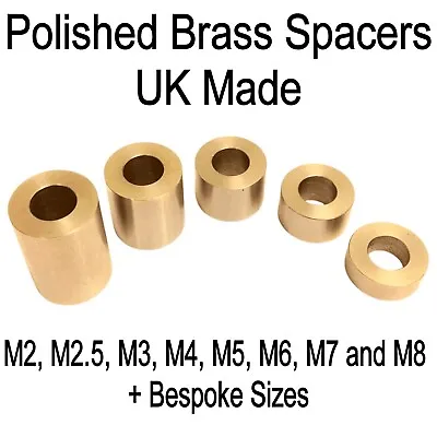 BRASS SPACERS Standoff Washers M2 M2.5 M3 M4 M5 M6 M7 M8 Lathe Turned + Polished • £3.29