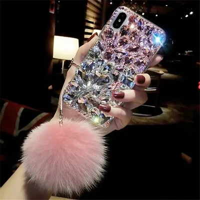 For Samsung Galaxy S22 S21 S20 S10 Note20 Glitter Bling Diamond Plush Ball Case • $21.88