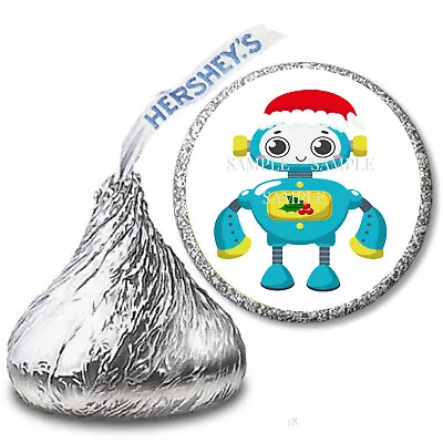 Christmas Blue Robot Candy Favors Hershey Kiss Candy Wrappers Hershey Labels • $3.59