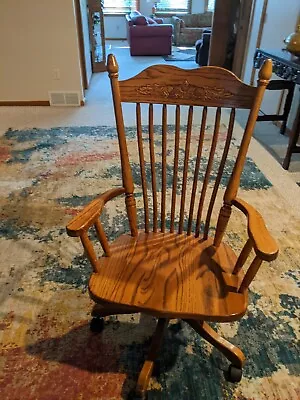 Oak Swivel Chair On Casters • $80