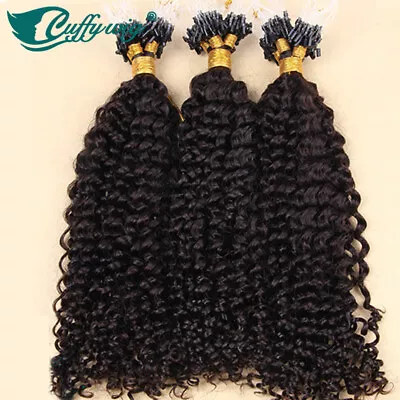 Curly Human Hair Micro Loop Ring Hair Extensions Micro Bead Link Curly Remy Hair • $36.70