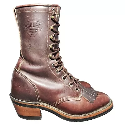 VTG Boulet Womens 7 C Kiltie Packer Boots Brown Leather Riding Made In Canada • $129.99