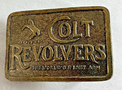 Vintage Western Colt Revolvers  The World's Right Arm  Brass Belt Buckle • $12.99