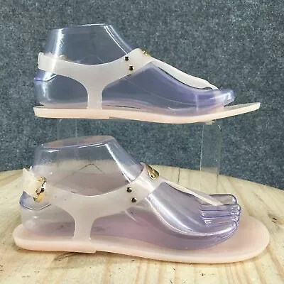 Michael Kors Jelly Sandals Womens 8 Slingback T-Strap Pink Buckle Open Toe Flats • $23.99