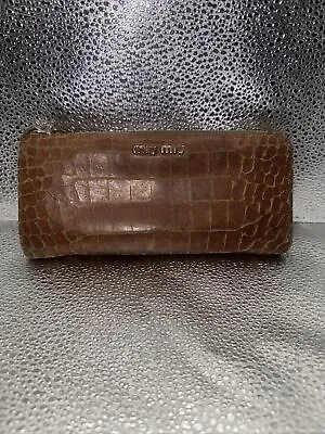 MIU MIU Prada Sister Brand Crocodile Embossed Leather Zip Long Wallet • $22