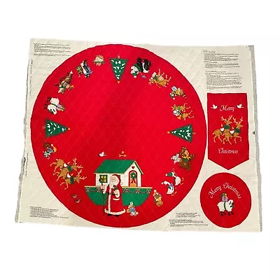 Vtg Cranston Santa And The Christmas Ark Quilted Fabric Panel Uncut Tree Skirt • $39.94