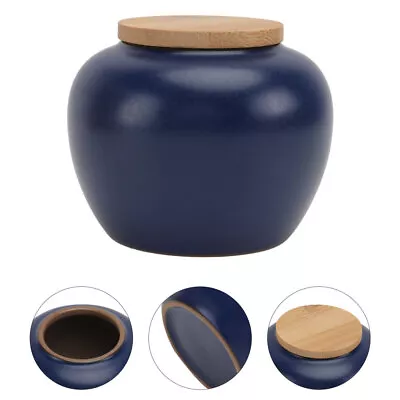 Ceramic Tea Coffee Jar With Lid For Kitchen Decoration - Blue • £12.99