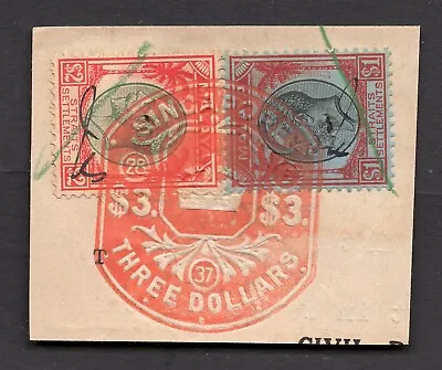 Malaya/Straits Settlements KGV $1 & $2 Fiscally Used In Singapore. • $2.50