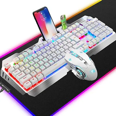 $52.99 • Buy Gaming Keyboard And Mouse Set RGB Mouse Pad LED Backlit For Laptop Computer PC
