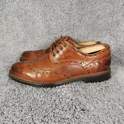 Clarks Shoes Mens Uk 9 Tan Leather Derby Batcombe Wingtip Brogues Country • £32.99