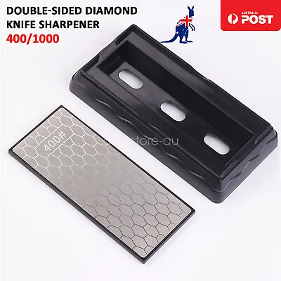 Double-Sided 400&1000 Grit Diamond Knife Sharpener Sharpening Stone Whetstone • $25.99