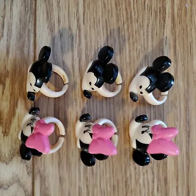 Set Of 6 Plastic Disney's Mickey & Minnie Cupcake Cake Toppers Rings Decorations • $0.99