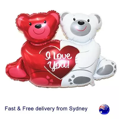 Cute Bear Hug Balloon I Love You Romantic Teddy XO Heart Teddy Lover Balloons • $4.95