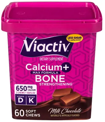 Viactiv Max Formula Calcium+Bone Milk Chocolate 60 Soft Chews 857141004974VL • $18.99