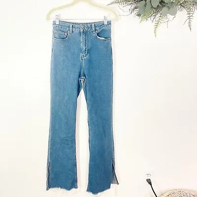 MOTEL ROCKS High Rise Split Bootleg Jeans Sz Small Boot Cut Denim • $23.20