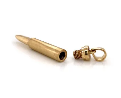 14k Solid Yellow Gold Openable Bullet Mens Pendant Ammunition For Ashes 2 In • $1150