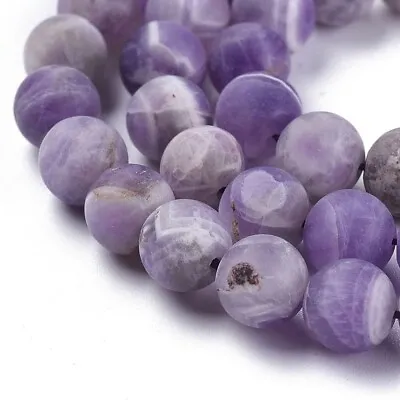 $4.50 • Buy 10 Natural Amethyst Gemstone Beads Striped Purple Jewelry Supplies 8mm Stone