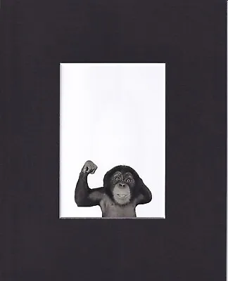8X10  Matted Print Art Picture Childs Kids Room: Chimp Monkey Making Muscle • $14.95