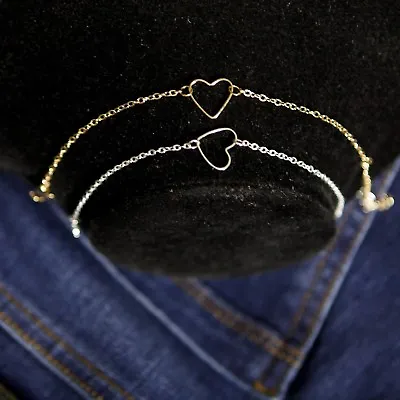 £3.99 • Buy Women's Dainty Gold Silver Plated Heart Love Charm Bracelet Jewellery Gift UK